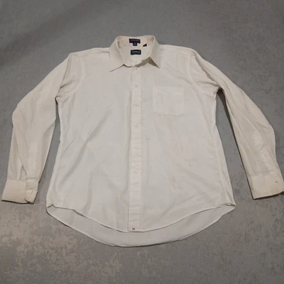 Hathaway Mens Dress Shirt 16 1/2 35 White Front Pocket Button Down Long Sleeve  - Image 1 of 4