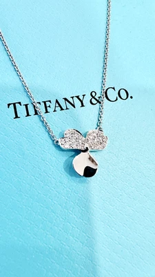 EXCELLENT & GIFTABLE! Tiffany & Co. PT950 Diamond Paper flowers Pendant Necklace - Image 1 of 4