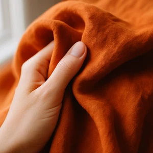 Spanish Orange Linen Fabric by the Yard – Apparel, Home Decor & Crafts - Picture 1 of 10