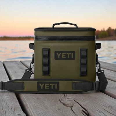 YETI Hopper 翻盖 12 软冷藏箱 – 橄榄色 – 快速发货 – 免费送货 — 第 1/4 张图片