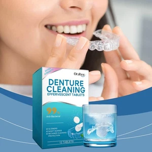 Retainer Cleaner & Denture Cleanser -12 Effervescent Tablets,,`,. D6D0 - Picture 1 of 14