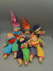 6 Pcs Vintage Gi-Go Palm Dolls Beanie Toys Clown/Boy/Girl 7" - Picture 1 of 9