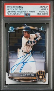2025 Bowman Chrome Jadyn Fielder 1st Bowman Auto PSA 9/10 MINT Brewers RC - Picture 1 of 2