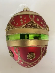 EIERFÖRMIGER HANDGEFERTIGTER GROSSER MEHRFARBIGER WEIHNACHTSSCHMUCK AUS GLAS 5 ZOLL - Bild 1 von 3