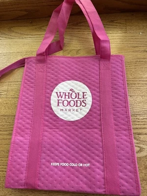 Новый! Красивая розовая изолированная сумка с короткими ручками для покупок ЦЕЛЬНЫХ ПРОДУКТОВ горячая или холодная - Изображение 1 из 4