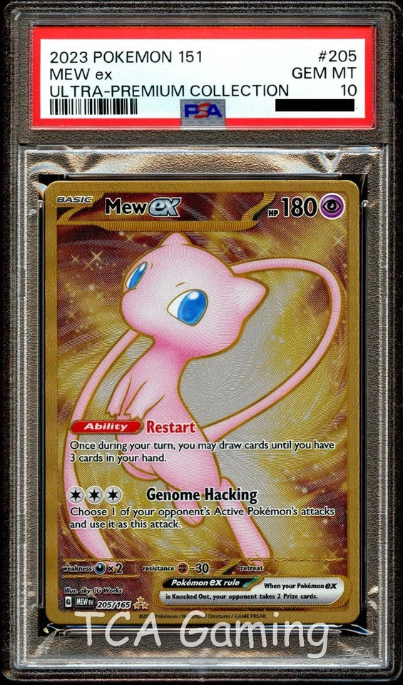 PSA 10 GEMAS COMO NUEVAS Mew Ex 205/165 METAL DORADO Ultra Premium PROMOCIÓN Tarjeta Pokemon 154 Foto 1 de 2