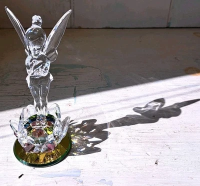 Disney Arribas Brothers Cristal 4.5" Campanilla En Flor de Loto Alas Transparentes Foto 1 de 4