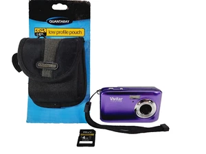 Vivitar ViviCam F128 HD 14.1MP Digital Camera & 4GB Card (Purple), Bundle - Picture 1 of 9