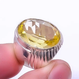 Citrine 925 Sterling Silver Unisex Ring Size Adjustable (R50) - Picture 1 of 1