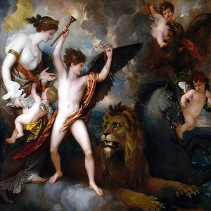 Ángeles barrocos cupidos caballo león B. PRA azulejo mural salpicadero arte mármol cerámica - Imagen 1 de 39