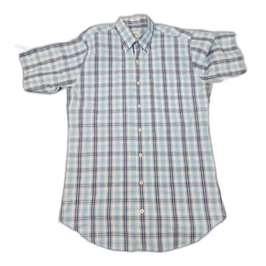 Camicia uomo Peter Millar manica corta con bottoni blu a quadri taglia M - Foto 1 di 8