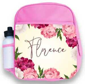 Personalised Kids Backpack Any Name Floral Girl Childrens Back To School Bag 3