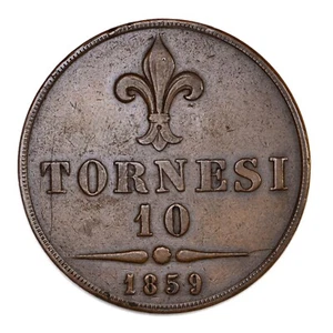 REGNO DELLE DUE SICILIE Francesco II di Borbone 10 Tornesi 1859 Napoli - Imagen 1 de 2