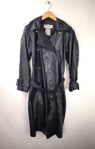 SAINT LAURENT (YSL) RARO TRENCH SAINT LAURENT RIVE GAUCHE donna taglia S FR36 pelle blu