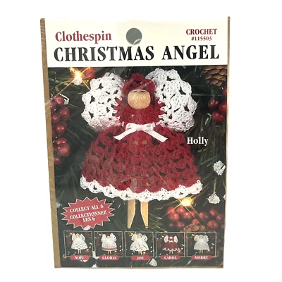 VTG Clothespin Crochet Christmas Angel Holly Kit NOS Sealed Leisure Arts #115503 - Image 1 of 4