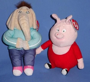 TY BEANIE BABIES-GUNTER/PIG-MEENA /ELEPHANT-SING MOVIE CHARACTERS-PLUSH NEW LOT - Picture 1 of 13