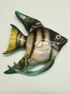 Vintage Lefton Striped Angel Fish Wall Plaque - Picture 1 of 8