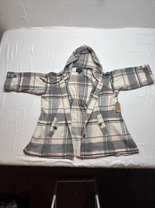 Christian Siriano New York Pink Plaid Wool Blend Hooded Jacket Size 1X - Picture 1 of 6