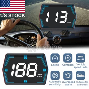 Universal Digital Speedometer GPS Car HUD Head Up Display MPH Overspeed Alarm US - Picture 1 of 16