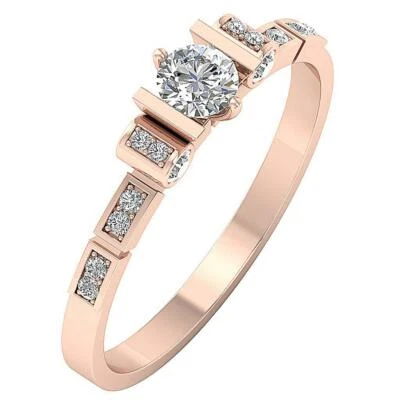 Solitaire Engagement Ring I1 G 0.50 Carat Natural Diamond White Yellow Rose Gold - Image 1 of 4