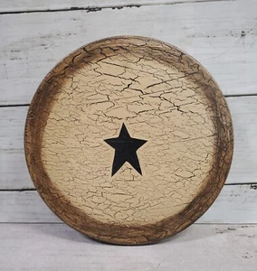 NEW! Primitive Crackle Tan & Black Star Wood Lazy Susan 14" Choice color - Picture 1 of 4