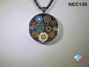 Wispy Millefiori and Glitter under Resin Handmade Necklace N under resin NEC139 - Picture 1 of 5