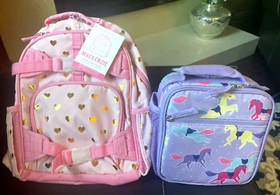 MOCHILA Pottery Barn School Disney Brillo + Corazón Almuerzo Arco Iris niña rosa 🌈 1 Foto 1 de 4