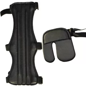 Archery Arm Guard Finger Tab Protector Gear Set Leather Adjustable Bow Shooting - Picture 1 of 6