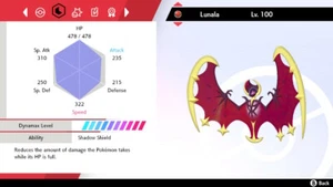 Pokemon Espada y Escudo SWSH - Brillante 6IV Max EV Listo para Batalla Lunala - Imagen 1 de 4