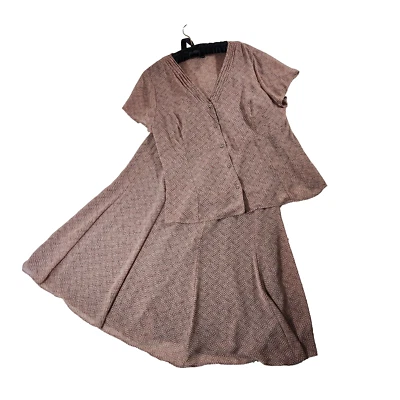 Blusa Falda Jones Wear Mujer 14 Beige Estampado Espiga Corpcore Academia 2 piezas Foto 1 de 4