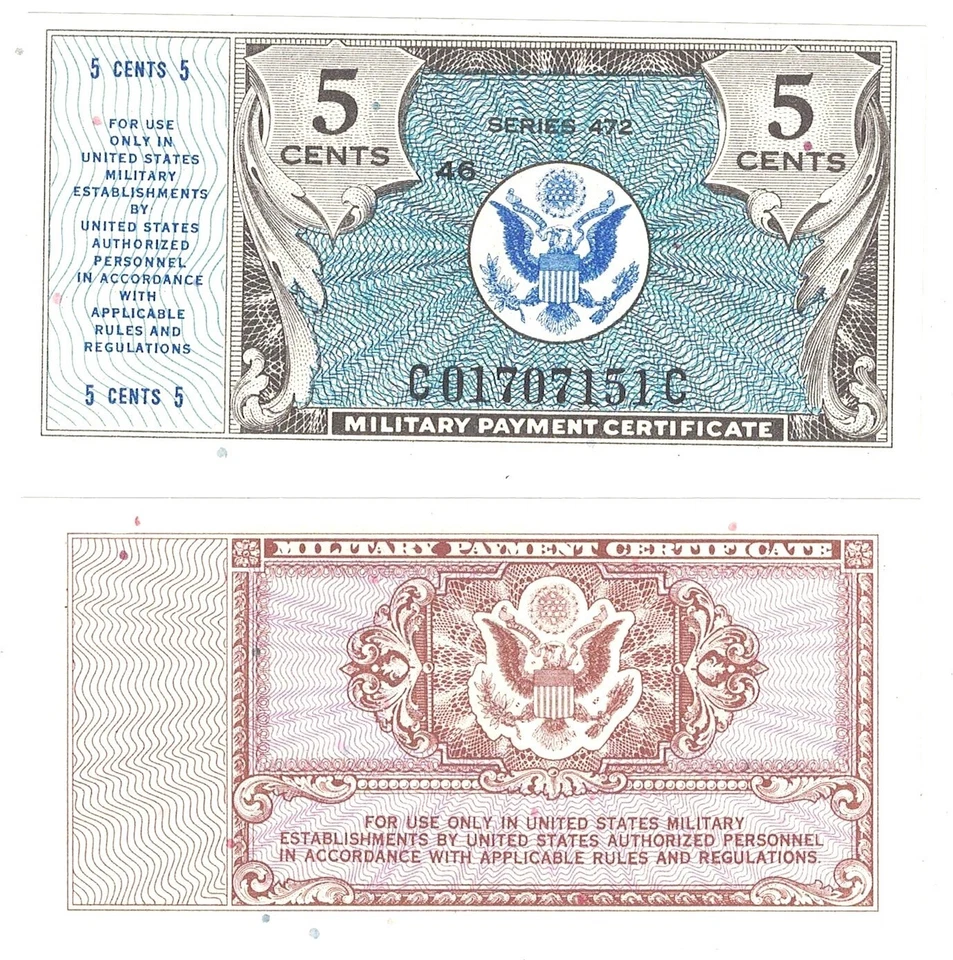 Military Payment Certificate Series 472 5 Cents Korea Era 1948-51 Unc #151 - Image 1 of 1