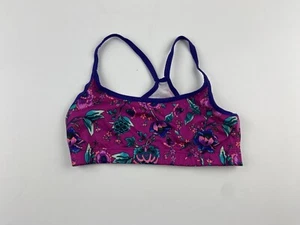 Old Navy Girls Active Sports Bra Purple Floral Print Size Large 10 To 12 - Picture 1 of 3