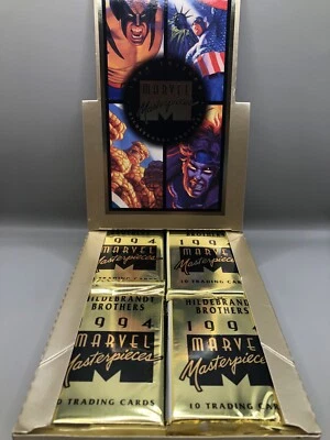 Marvel Masterpieces Fleer 1994 - ¡Hildebrandt Bros! Pack de 1 tarjetas coleccionables. Vintage Foto 1 de 4