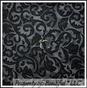 BonEful Fabric FQ Cotton Quilt Black Gray Scroll Swirl Ironwork Paisley Calico S - Picture 1 of 13