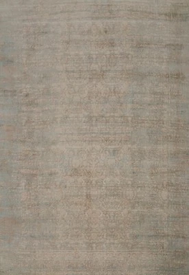 Handmade Oushak Turkish Area Rug 8x10 Ft Oriental Beige Transitional Silk Carpet - Image 1 of 4