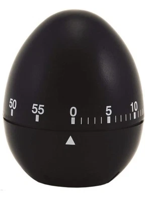 Chef Aid 60 Minute Egg Shaped Timer, in a Black Colout with Clear and Easy to Re - Image 1 of 4