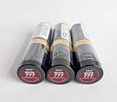 3 PACK Revlon Super Lustrous Lipstick 777 VAMPIRE LOVE, Creme Finish New, SEALED - Image 1 of 4