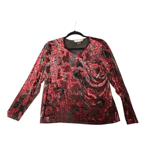 Burnout Top rot Samt schwarz Spitze halbtransparent Damen Petite M Whimsigoth Witchy - Bild 1 von 9