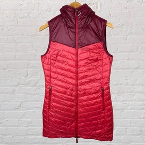 Skhoop Weste Puffer Kapuze rot orange durchgehender Reißverschluss Primaloft isoliert Damen Medium - Bild 1 von 6