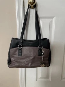 gal bueno of california brown and black leather shoulder bag *few White spots* - Picture 1 of 12