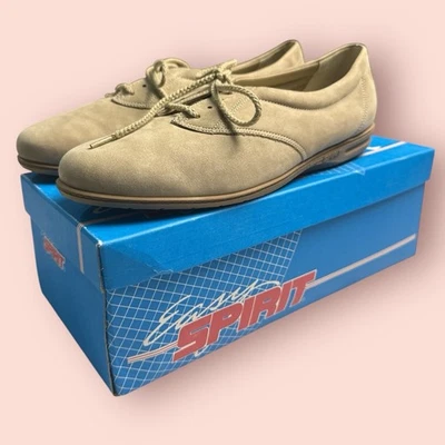 复古 EASY SPIRIT 继电器棕褐色皮革女式 8 系带鞋运动鞋沙丘 — 第 1/4 张图片