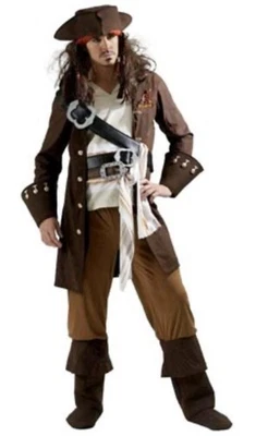 Men’s Disney Jack Sparrow Pirates Of The Caribbean Fancy Dress Costume Cosplay - Image 1 of 4