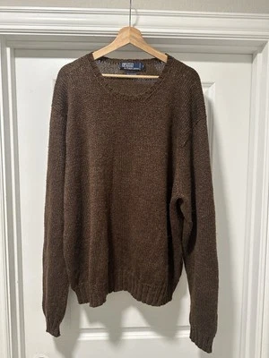 Polo Ralph Lauren Suéter Tejido Cáñamo Mezcla Cachemira Años 80 90 Raro Muestra Talla XL Foto 1 de 4