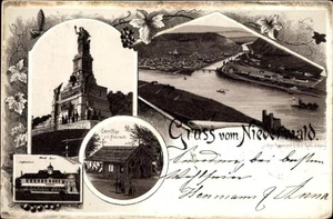 Vorläufer Litho Rüdesheim am Rhein, Niederwald-Denkmal, Eremitage,... - 4538721 - Picture 1 of 2