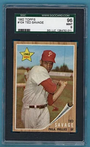1962 Topps Ted Savage – #104 SGC 96! Mint! 9! Phillies! - Picture 1 of 2