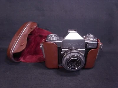 VINTAGE GERMANY ZEISS IKON CONTAFLEX 35mm SLR CAMERA TESSAR LENS + LEATHER CASE - Photo 1/4