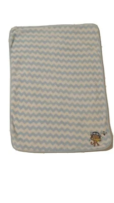 Cobertor azul Carter's Child Of Mine ondas macias borda macaco em excelente estado usado - Imagem 1 de 4