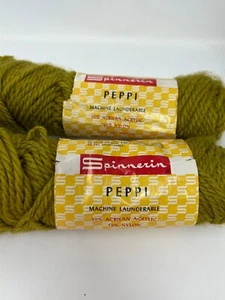 Lot of 2 2oz Skeins Spinnerin Peppi Vintage Acrylic/Nylon Yarn Color Olive #565 - Picture 1 of 7