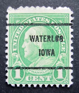 Sc # 632 ~ 1 cent Franklin Issue, Precancel, WATERLOO IOWA - Picture 1 of 1