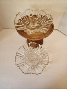 Vintage 1960 Bundesglas 2 Pionier Kerzenständer Obst Design Klarglas - Bild 1 von 4